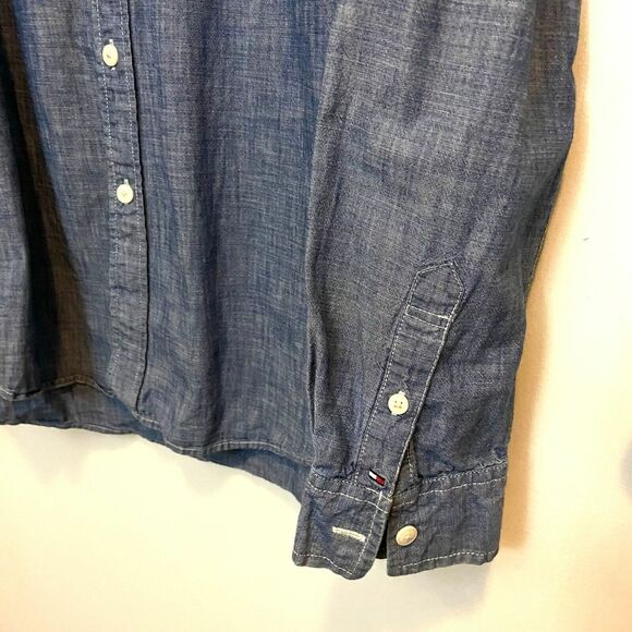 #3727 Tommy Hilfiger Blue button down mens shirt size XL - Picture 9 of 10